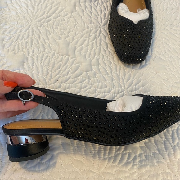 J.Renee Black Embellished Slingback Heels - Picture 8 of 12